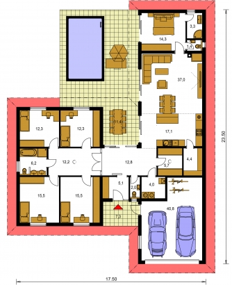 Floor plan of ground floor - BUNGALOW 217